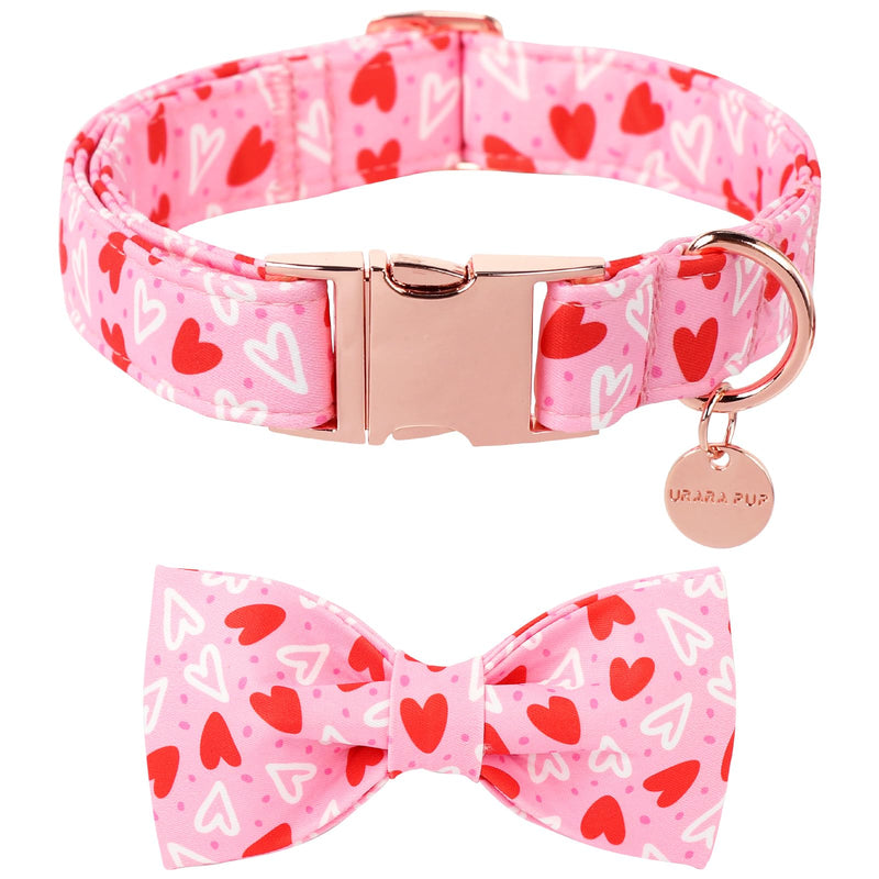 Valentine’s Day Dog Collar with Bow Tie, Red Heart Bowtie Collar with Metal Buckle, Valentine’s Day Gift Pet Collar for Puppy Girl Boy Dog or Cat, Wedding Dog Collar, XS, Neck 8-12in RedWhiteLove-C - BeesActive Australia