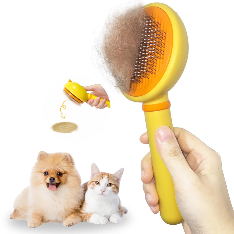 Cat Brush for Shedding, Self-Cleaning Slicker Brush for Indoor Cats, Gently Remove Loose Fur Undercoat, Pet Grooming Massage Deshedding Tool, Suits Long & Short Haried Cats - BeesActive Australia