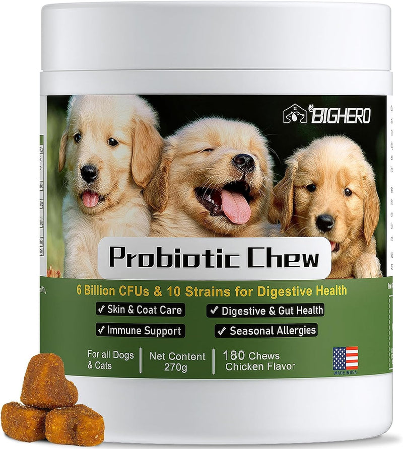 BIGHERO Probiotics for Dogs - Dog Probiotics with Prebiotics and Digestive Enzymes, Support Gut Health, Digestive & Immune Health, Dog Supplement for Diarrhea & Seasonal Allergies-180 Chicken Flavor - BeesActive Australia