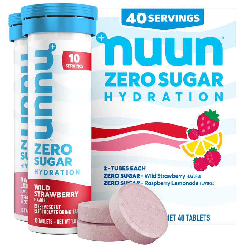 Nuun Zero Sugar Hydration Electrolyte Tablets - Magnesium, Calcium, Potassium, Chloride & Sodium, Light & Delicious Fruit Flavors, No Sugar, Gluten Free, Vegan, Mixed Berry 4 Pack (40 Servings Total) 40 Count (Pack of 1) - BeesActive Australia