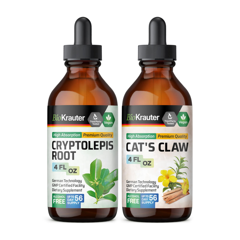 BIO KRAUTER Cryptolepis Tincture 4 Fl. Oz. & Cat's Claw Tincture 4 Fl. Oz.