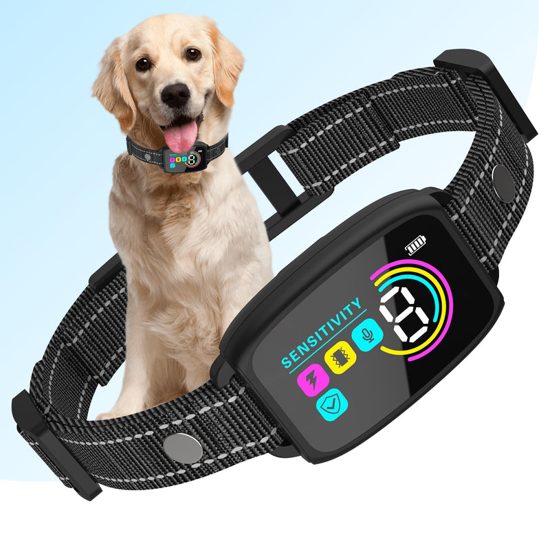 2024release Dog Bark Collar, Smart Rechargeable Anti Barking Training Collar, 8 Sensitivity Levels, Beep/Vibration/Shock,IP67 Waterproof, Color Display - BeesActive Australia
