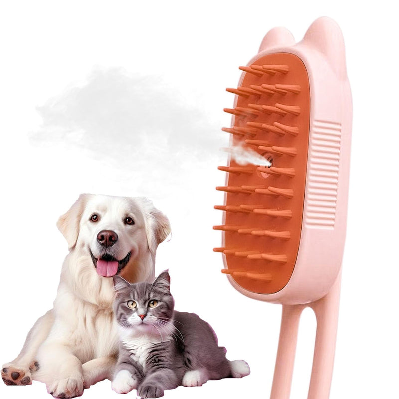 Cat Steam Brush, Rechargeable Steamy Pet Grooming Brush For Shedding, Silicone Water Spray Massage Brush, Cat Hair Removal Brush Self Cleaning Brush Steamer Wet Cat Spa Brush Cat Comb (Pink) - BeesActive Australia