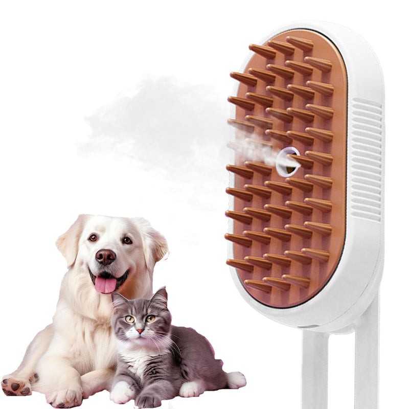 Cat Steam Brush, Rechargeable Steamy Pet Grooming Brush For Shedding, Silicone Water Spray Massage Brush, Cat Hair Removal Brush Self Cleaning Brush Steamer Wet Cat Spa Brush Cat Comb (White) - BeesActive Australia