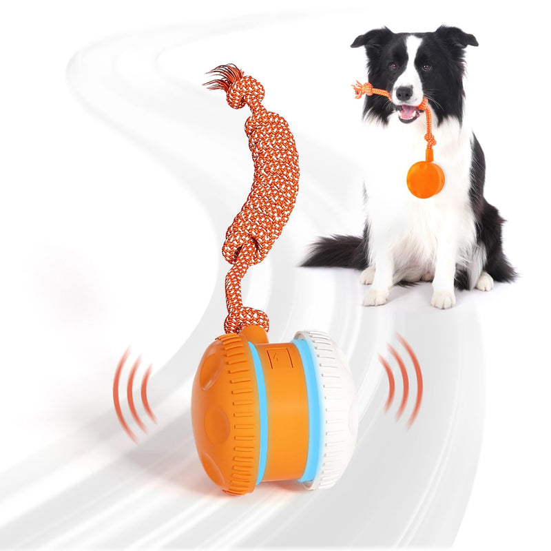 Interactive Dog Ball, Random Path Electric Automatic Moving and Rolling Dog Toy with Rope for Small Medium Large Dogs, Motion-Activated Dog Stimulation Toy for Boredom Relief (Orange-Red) Orange-Red - BeesActive Australia