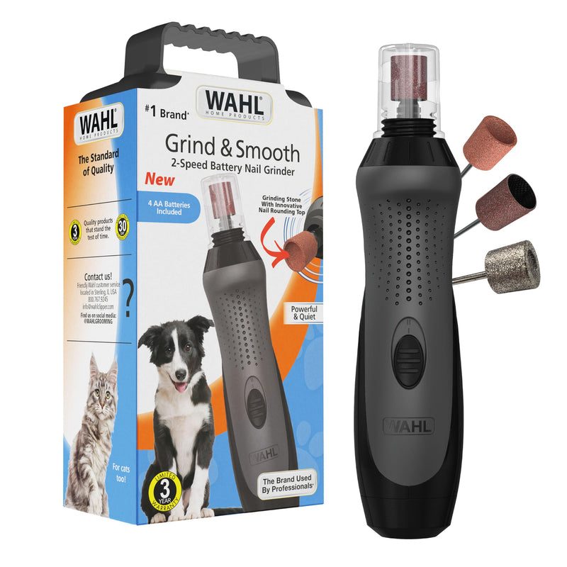 Wahl Grind & Smooth 2 Speed Battery Dog Nail Grinder with Concave Rounding Tip and Nail Guard for Increased Safety and Precise Nail Grinding - Model 3026333 - BeesActive Australia