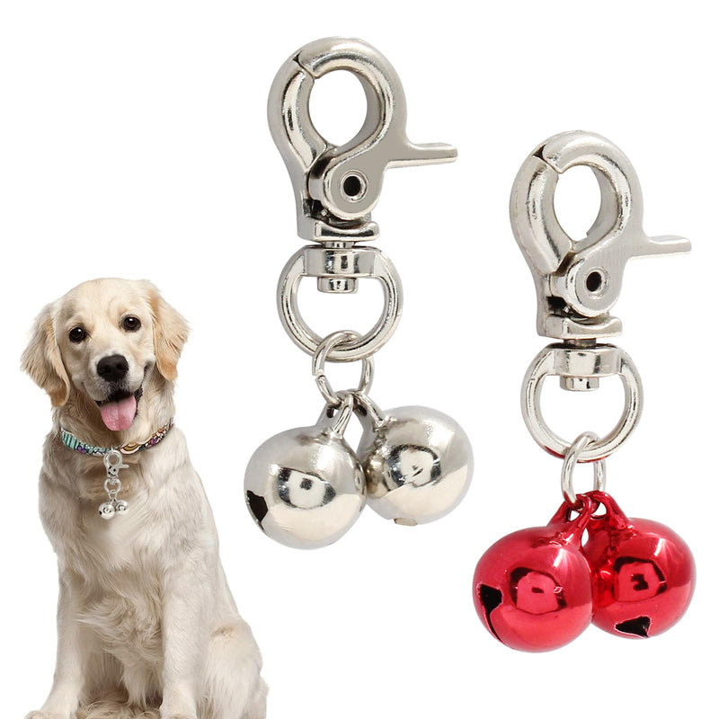 Waziaqoc 2 PCS Bells for Cat Collars, Dog Pendant Bells, Pet Jingle Bells Training Charm Pendant Jewelry Accessories for Dog Cat Collar Necklace (Silver, Red) Silver, Red - BeesActive Australia