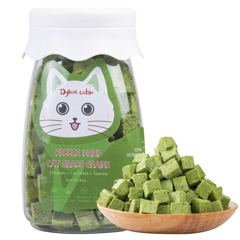 Dylan's cabin Cat Grass Treats Cat Grass Cube - Natural Freeze Dried Cat Grass Teething Dices Edible Cat Chew Toy for Teeth Cleaning and Hairball Removal(80g) Cat Grass Grains (80g) - BeesActive Australia