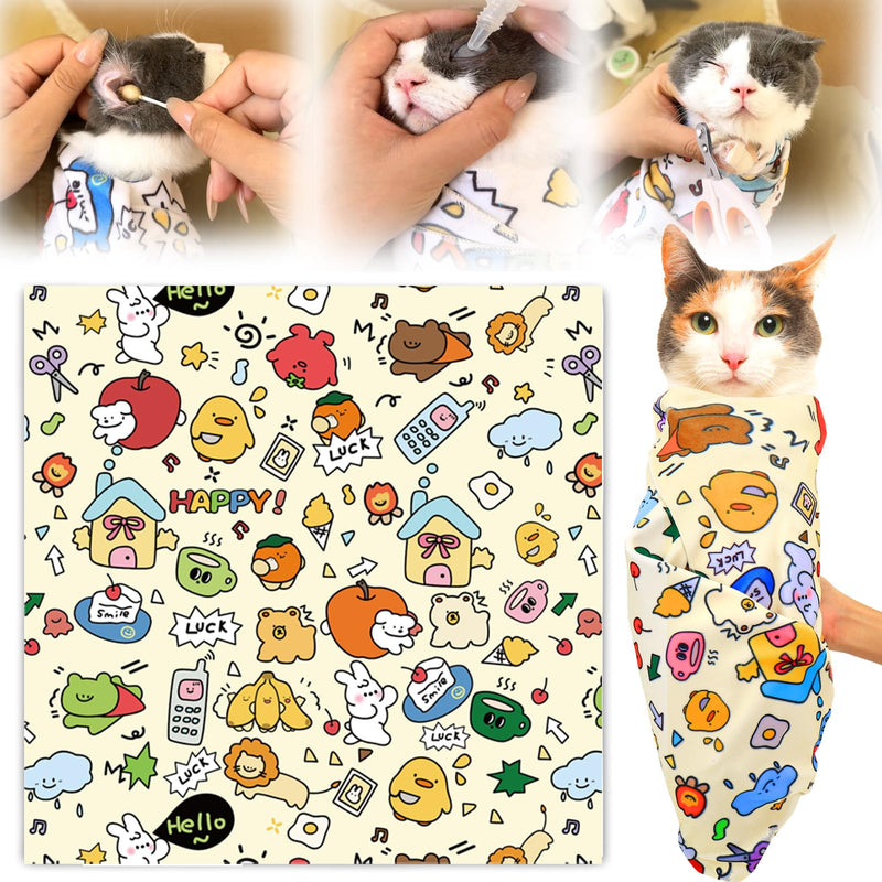 XANGNIER Cat Wrap for Grooming,Cat Restraint Wrap for Cutting Nails,Fabric Burrito Wrap for Nail Clipping, Anti-Scratch, Anti-Escape,Multifunctional Swaddle Wrap Pet Tool (20.8 x 20.8 Inch) L (20.8 x 20.8 Inch) A-1Pcs - BeesActive Australia