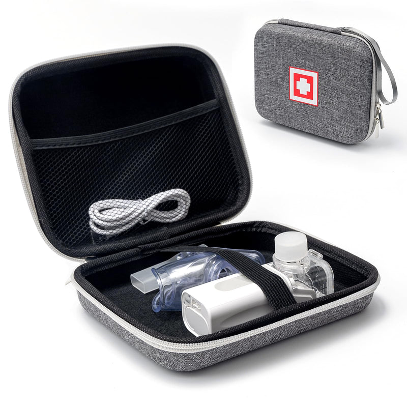 Protective Carrying Case for Portable Nebulizer, Travel Medical Bag with Hard Shell for Inhaler Spacer, Masks, Asthma Accessories Emergency Medicine Storage Bag for Kids and Adults (Gray) Gray - BeesActive Australia