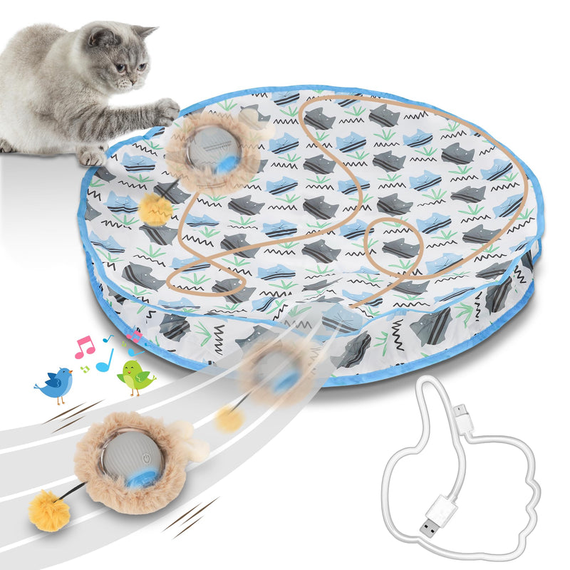 Interactive Cat Toys Balls Fast Rolling in Pouch for Indoor Cats, Automatic Smart Cat Ball Toy with Motion Activated Moving, Rechargeable Electric Cat Toy with Sound Light for Bored Adult Cats Kittens - BeesActive Australia