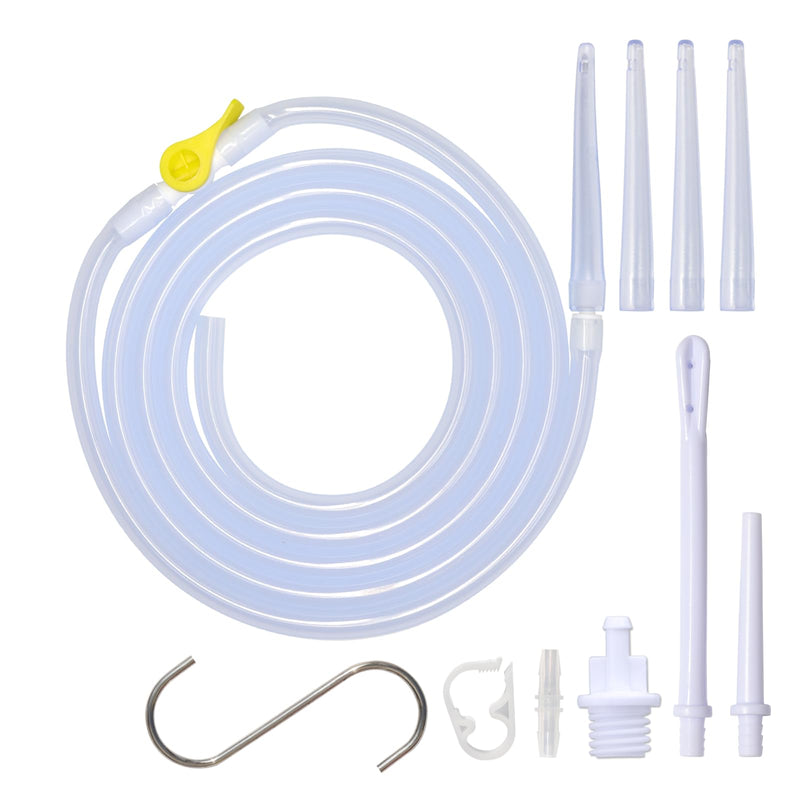 Enema Kit Replacement Part - 6.6ft Silicone Hose With 6 Tips, Controllable Water Flow Valve, Clamp - Colon Cleansing Accessories for Coffee Enema and Douche Bag Kit - BeesActive Australia
