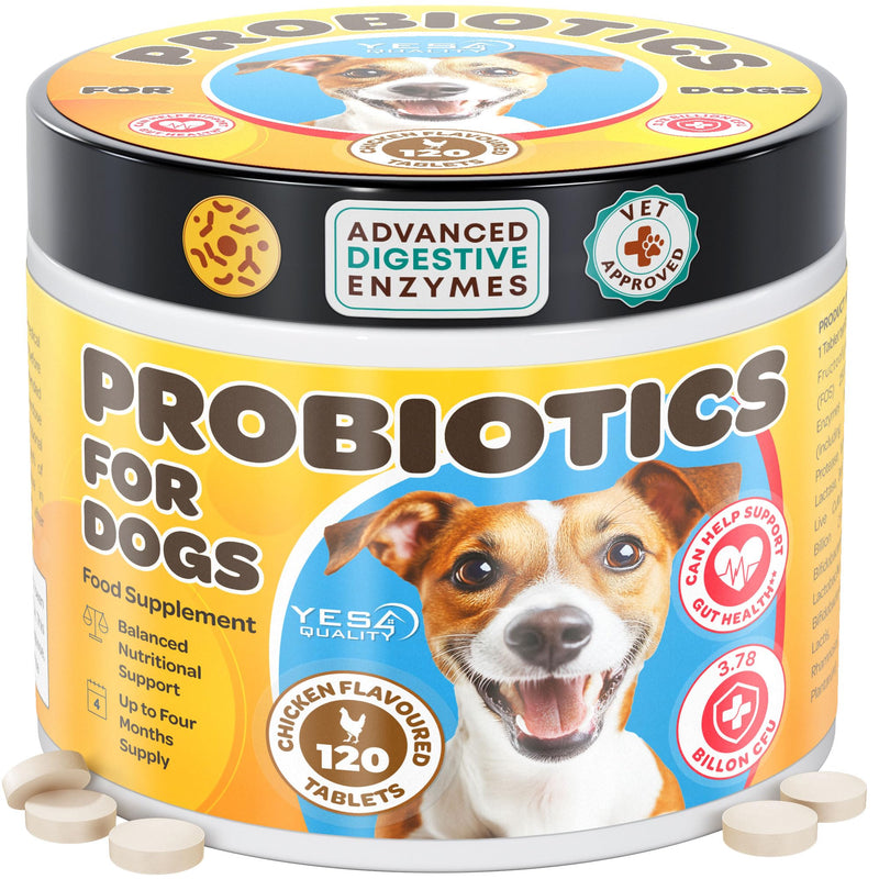 Dog Probiotics - Prebiotic & Probiotic Chews for Dogs - May Support Immunity, Digestive & Gut Health, Diarrhea, Flatulence Relief & Upset Stomach - 120 Chicken Flavored Tablets