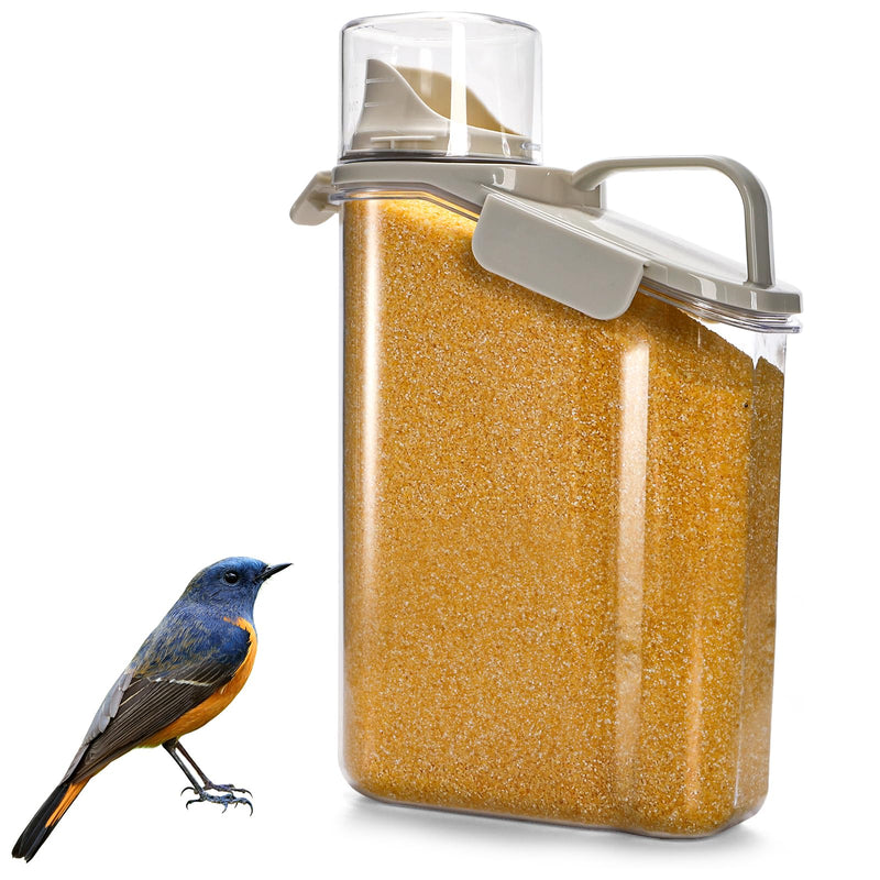 DEAYOU Bird Seed Storage Container, 3 Qt/2.8 L Airtight Cereal Storage Bin with Pour Spout and Measuring Cup, BPA Free Plastic Water Pitcher with Handle for Rice, Grain, Flour, Pet Food, Dry Food - BeesActive Australia