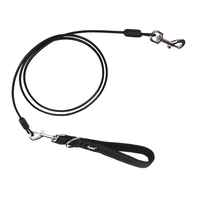 PUPTECK Chew Proof Dog Leash for Small Medium Large Dogs, Heavy Duty Dog Leashes with Padded Handle, Steel Cable Lead with Detachable Short Leash for Training Walking, Black - BeesActive Australia