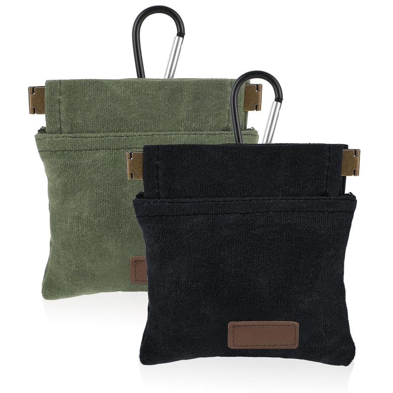 Dog Treat Pouch 2Pcs Portable Puppy Dog Training Bag Cotton Fabric Hand Free Dog Walking Bag with Carabiner Auto Closing Dog Walking Bag for Puppy Travel or Outdoor Use （Black & Green） - BeesActive Australia