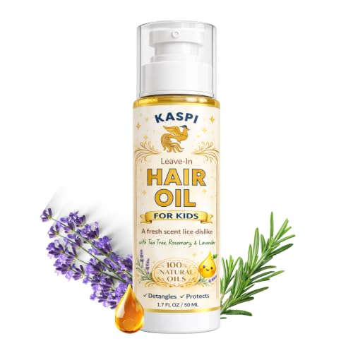 Natural Lice Prevention and Repellent Hair Oil Spray for Kids Hair – Made with Essential Oils, Detangles and Conditions - Tea Tree, Rosemary, and Lavender Oils by Kaspi