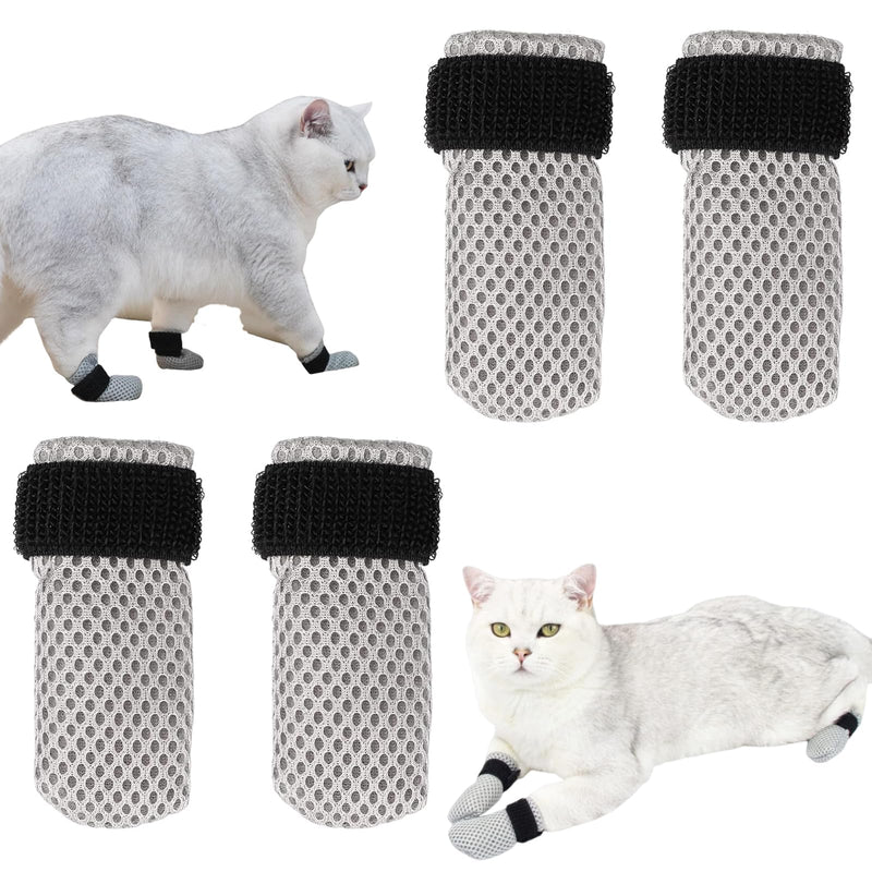 4 Pcs Cat Claw Caps, Cat Nail Caps, Cat Booties, Cat Booties Anti Scratch Cat Mittens, to Prevent Scratching Suitable for Bathing, Feeding and Nail Trimming of Cats (S, Black/Grey) - BeesActive Australia