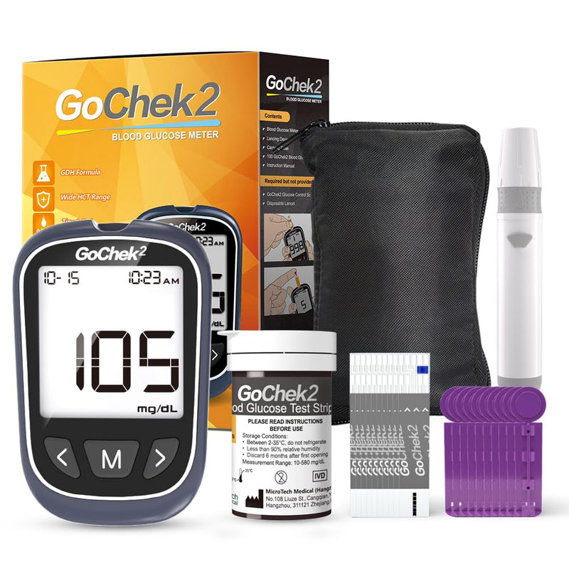 MicroTech Glucometer Kit 10 Strips & Lancets, No Coding, 500 Storage, Wider HCT for Family Standard 10Kit