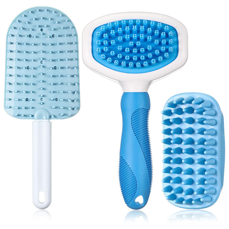 Baderke 3 Pcs Cat Tongue Comb Silicone Cat Comb Dog Brush Kit Cute Cartoon Cat Brushes Soft Self Cleaning Massage Removes Fur Reducing Hairballs for Cats Dogs - BeesActive Australia