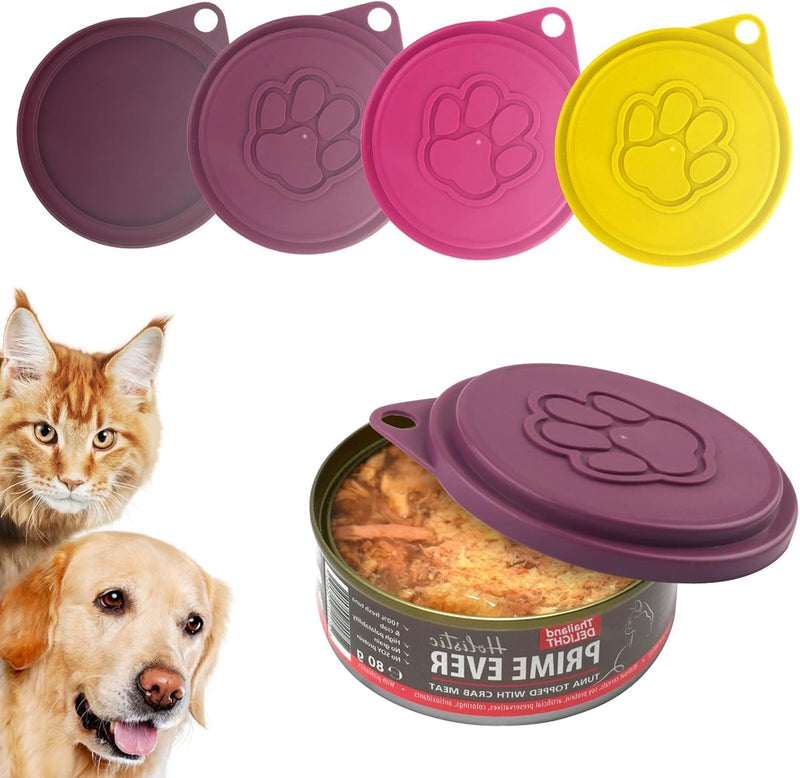 6PCS Pet Food Can Cover & Pet Food Can Covers, Dog Can Cover Cute Cat Dog Food Can Lids for Pet Food Storage, Dog Cat Food Can Lid Covers for Pet Food Storage (Yellow Purple Pink) ﻿ - BeesActive Australia