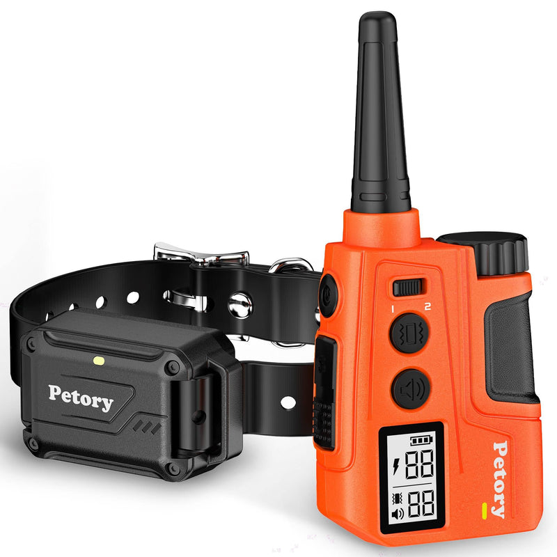 Petory Dog Training Collar with Remote – 4000Ft,Waterproof & Rechargeable Static Collar for 10-120lbs Dogs, Adjustable Beep, Vibration, Safe Static, and Boost Static for Effective Training Orange One Collar - BeesActive Australia