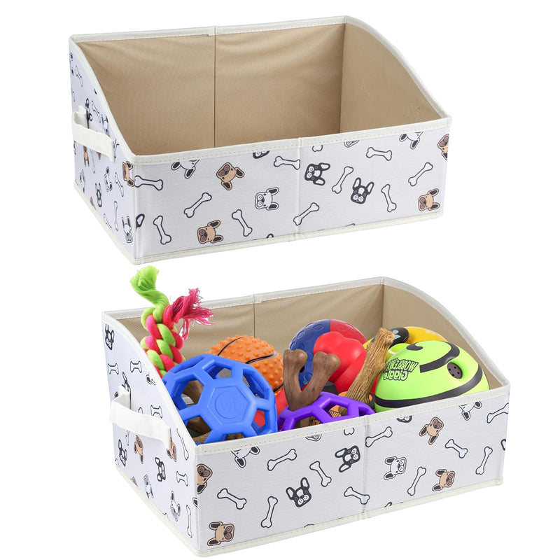 2 Pack Dog Toy Basket |Trapezoid Fabric Dog Toy Bin|Dog Toy Box for Living Room Area|Collapsible Dog Basket|Pet Toy Basket for Dogs|Dog Stuff Organizer for Pet Toys,Leash,Blanket-Cute Printing - BeesActive Australia