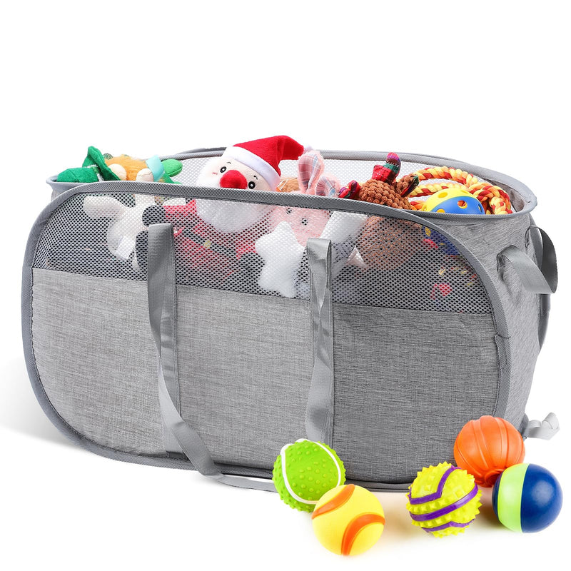MEWTOGO Large Collapsible Dog Toy Basket - Dog Toy Storage Bin with Handle for Pet Toys Coats Accessories Living Room Area Kids Room Organizer - BeesActive Australia