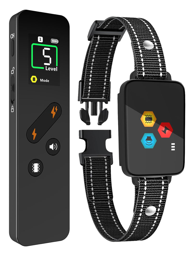 Dog Shock Collar with Remote, Shock Collar for Dogs with Vibration and Beep Modes, IP67 Waterproof Rechargeable Electric Dog Training Bark Collar with Security Lock for All Breeds, Sizes - BeesActive Australia