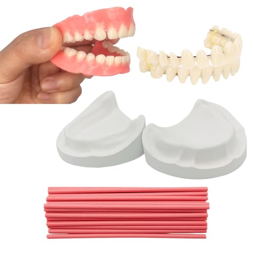 Denture Fake Teeth - Do it Yourself Full or Part Top and Bottom Fake Teeth at Home, Repair Missing Teeth, Improve Smile(Gypsum Model， Gum Material and Fake Teeth)