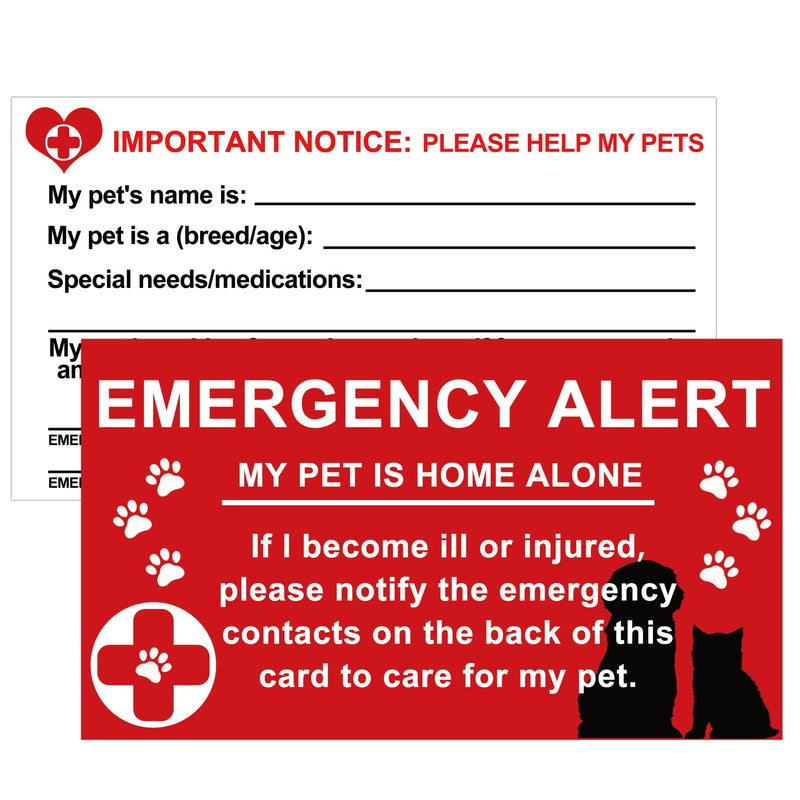 10 Pcs Pet Emergency Alert Card 2 x 3.5 inch My Dog or Cat is at Home Alone Emergency Alert Tag Card Contact Wallet Card with Emergency Contact Call Card - BeesActive Australia