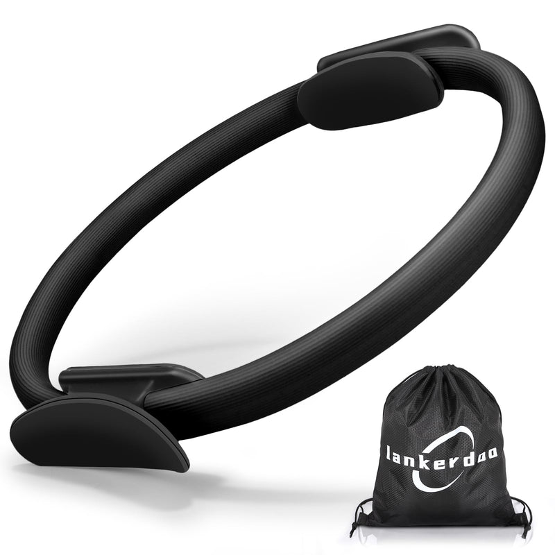 Pilates Ring Fitness Circle 14" Yoga Rings Magic Circle with Dual Padded Handles for Toning Arms, Thighs/Legs & Core，Home Exercise Equipment ﻿ Black