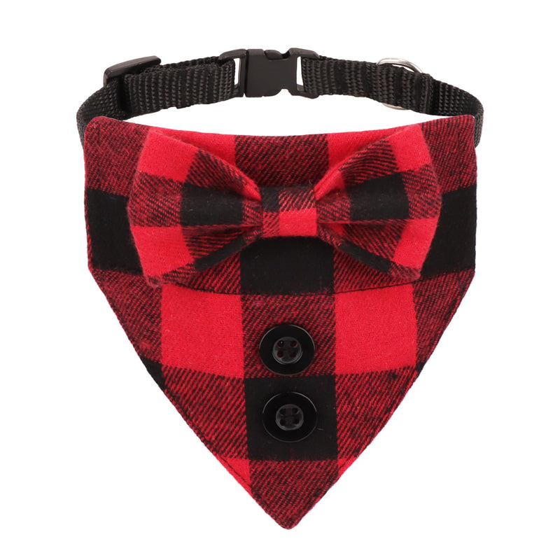 ADOGGYGO Christmas Cat Tuxedo Collar, Red Plaid Cat Christmas Collar with Bowtie, Adjustable Pet Christmas Costumes Collars for Cat Kitten (Red Plaid-1) Red Plaid-1 - BeesActive Australia