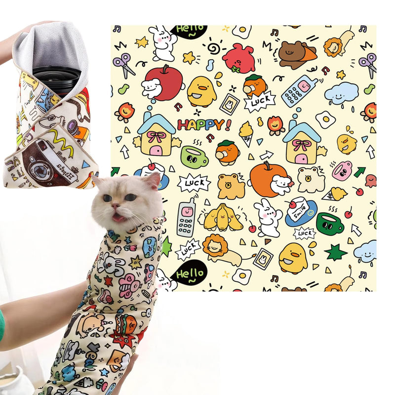 Cat Grooming Wrap,Cat Restraints for Grooming,Self-Adherent Soft Cat Blanket to Wrap,Prevent Cats from Escaping/Scratching/Biting(21.7 x 21.7 inches for Cats up to 20 pounds) - BeesActive Australia