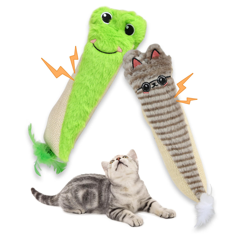 Cat Kicker Toy for Indoor Cats,Catnip Toys Natural Sisal Kicker Toy, Interactive Cat Chew Toys for All Breed Sizes, 2 Pcs Cat Scratcher Toy with Crinkle Paper Inside for Cats Kitten - BeesActive Australia