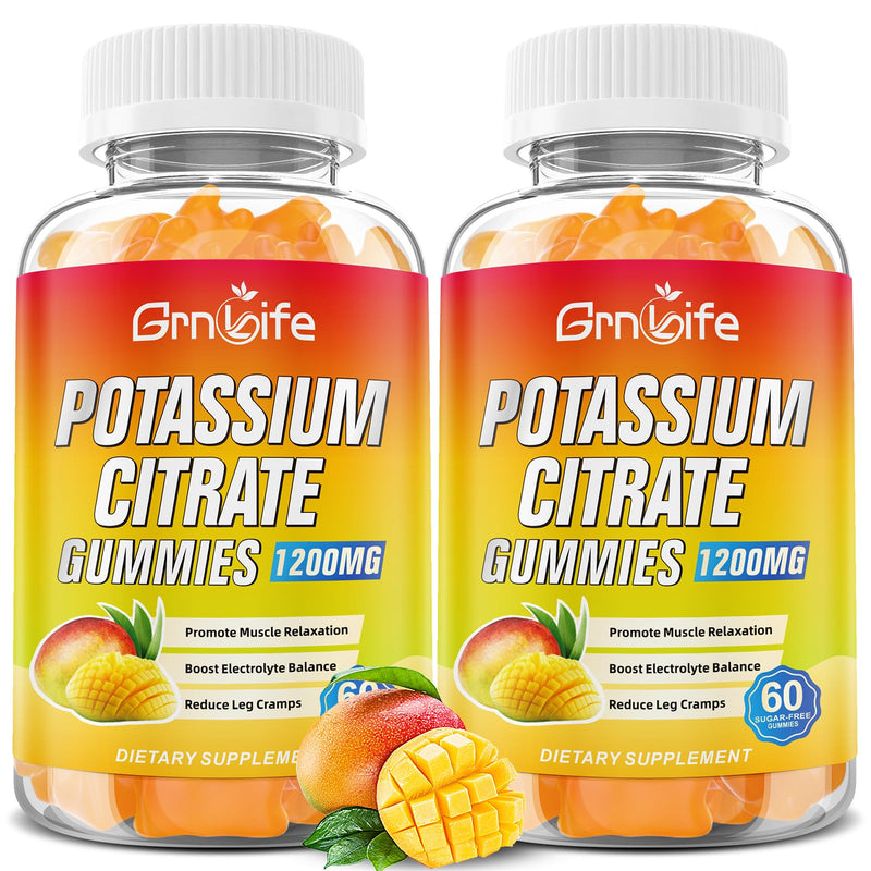 Potassium Citrate Gummies, High Potassium Supplement Gummies 1200mg Support Leg Cramps & Muscle Health, Potassium Gummies for Adults & Kids, Vegan, Mango Flavor 120 Count 120 Count (Pack of 1) - BeesActive Australia