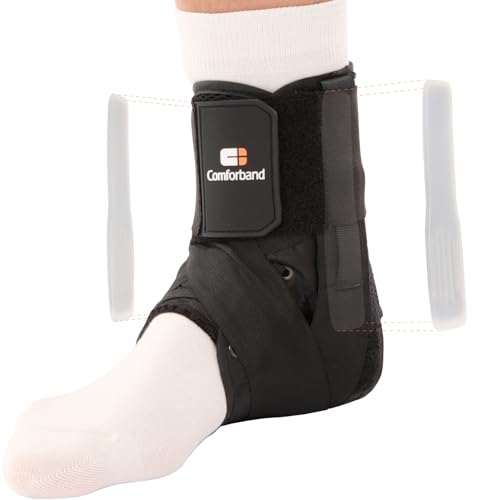 Comforband Lace-Up Ankle Brace for Sprained Ankle, Adjustable Stabilizer for Injury Recovery, Tendonitis, and Arthritis, Support for Basketball, Volleyball, Running, Soccer, Men and Women (Small) Small