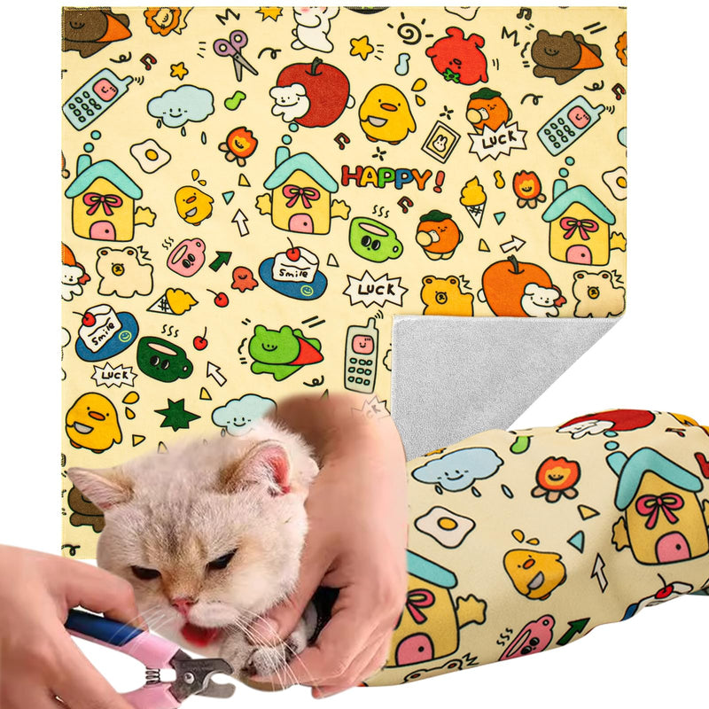AIERSA Cat Wrap for Cutting Nails and Grooming, Cat Restraint Wrap for Nail Clipping, Self-Adhesive Fabric Cat Swaddle Burrito Wrap for Nail Trimming, Cat Grooming Supplies - BeesActive Australia