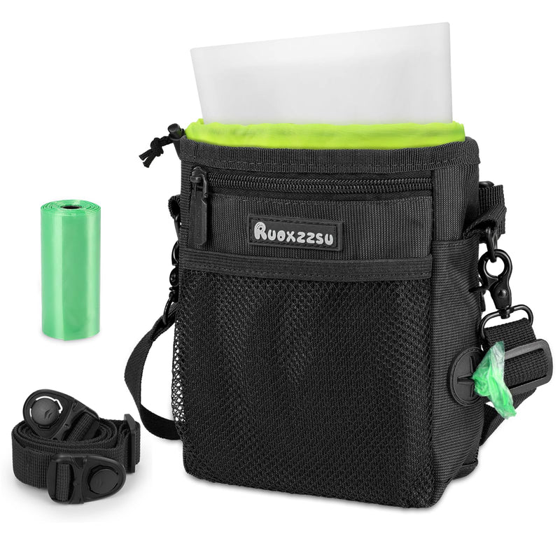 Dog Treat Pouch with Silicone Snack Bag, Front Pocket with Zipper fits All Phones, Card, Mesh Pocket fits Dog Toys, Treat Bag with Dog Waste Bag, 3 Ways to Wear Walking Fanny Pack Black(with Removable Pocket) - BeesActive Australia