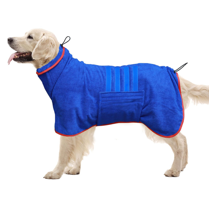 Dog Drying Coat - Fast Drying Dog Bathrobe Towel,Super Absorbent Dog Bath Robe,Microfibre Quick Drying Warm Keeping Dog Robes with Adjustable Collar and Waist (Blue, X-Large) Blue - BeesActive Australia