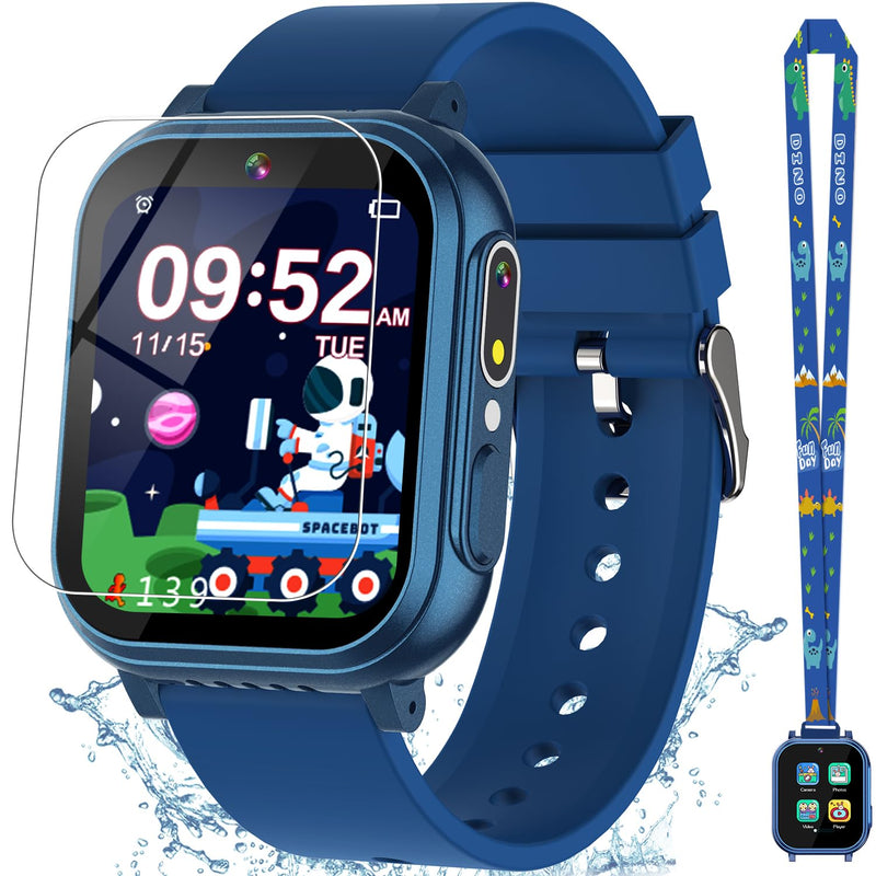 Waterproof Smart Watch for Kids with 32 Games Dual Camera, Habit Tracking, Alarm, Pedometer, HD Touchscreen with Protector, Kids Watch Toys for Boy Age 5-12 Christmas Birthday Gift Boys Girls(Blue) BLUE - BeesActive Australia