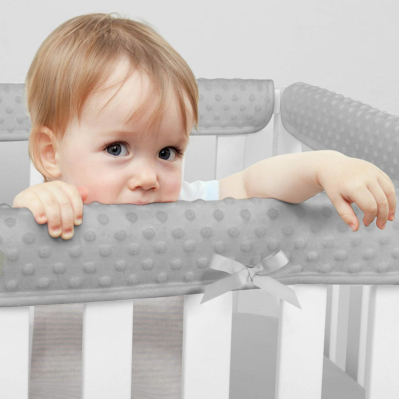 3PC New Mesh Teething Edge&Corner Guard Coverage Straps,Crib Rail Covers for Teething,Long Pieces (1 Length 51 in,width7in,2 Short Pieces (Length 27.5 in,Width 7 in) (Grey Bubble) Grey Bubble - BeesActive Australia