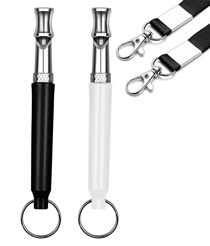 2 Pack Dog Whistle, Dog Whistle to Stop Barking Neighbors Dog, Adjustable Ultrasonic Silent Dog Whistle, Professional Recall Dog Training Whistles with Lanyard - BeesActive Australia