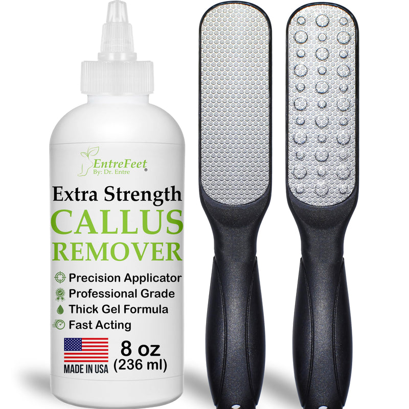 Callus Remover Gel & Double-Sided Foot File: 8 oz Extra Strength Callus Remover for Feet, Foot Callus Remover Care, Pedicure Tools Supplies, Spa Kit, Dead Skin Scrubber 8 oz Gel Double Sided File - BeesActive Australia