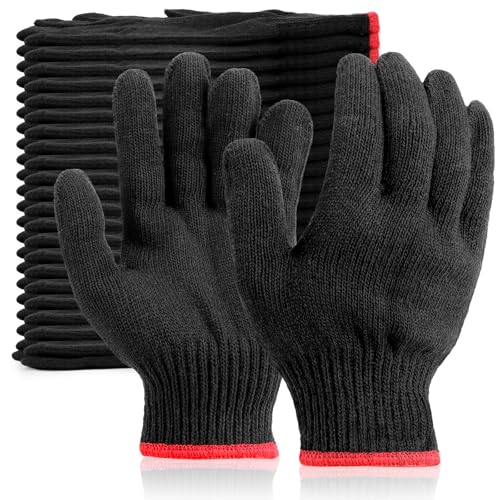 12 Pairs Black Gloves Men Women, Cooking Gloves for BBQ, Cooking, Grilling, Oven, Heat Resistant, Mechanics, Welding, Gardening Field Dressing Safty Work Gloves Bulk, Medium M(12 Pairs)