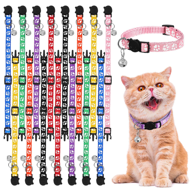 BESPORTBLE 16 PCS Breakaway Cat Collars with Bells: Safety Reflective Cat Collar Breakaway Nylon Kitten Collars Cat Collars for Girl Boy Cats(7.5-12.6) - BeesActive Australia