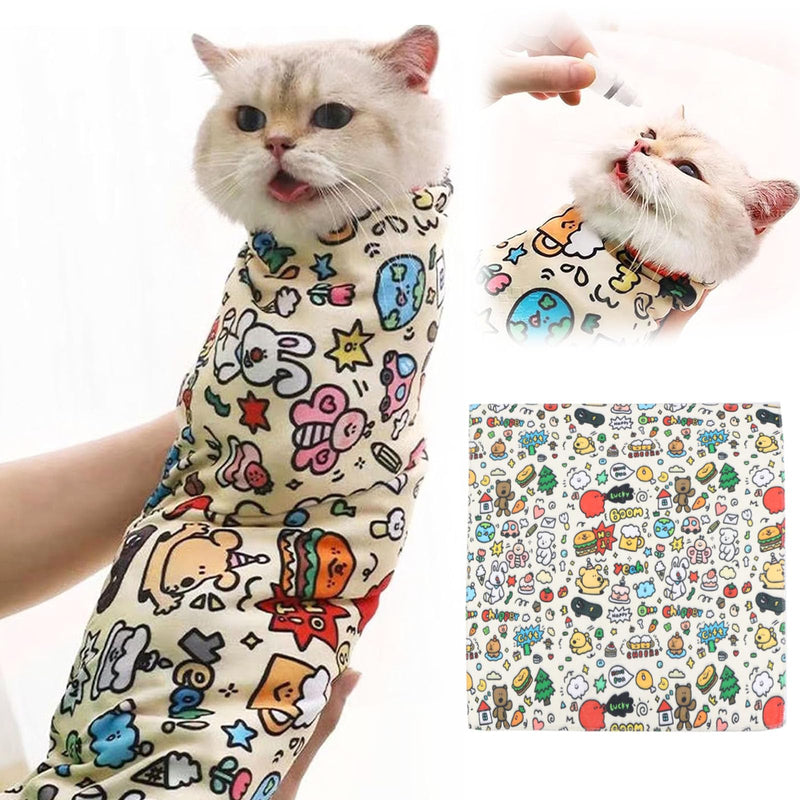 Cat Wrap for Grooming, Cat Restraint Wrap for Cutting Nails and Grooming, Self-Adherent, Anti-Bite, Anti-Scratch, Anti-Escape Calming Wrap, Cat Grooming Supplies - BeesActive Australia