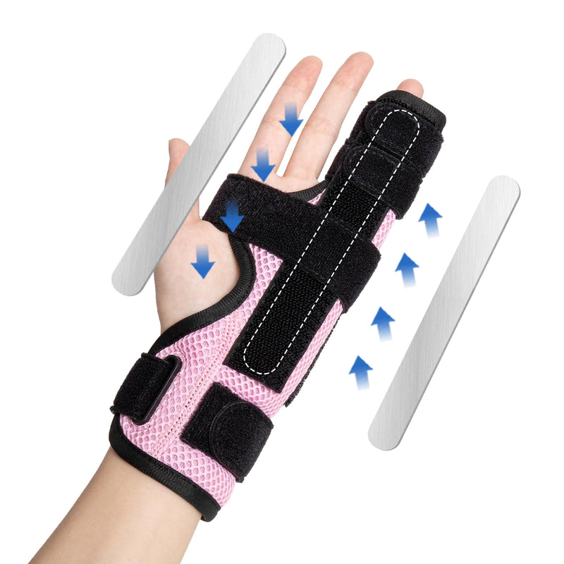 Pinky Finger Splint, Trigger Finger Splint Pinky Right & Left Hand, Ulnar Gutter Splint, Metacarpal Finger Splint Hand Brace for Boxer Finger, Dupuytren's Contracture, Arthritis, Pink, M