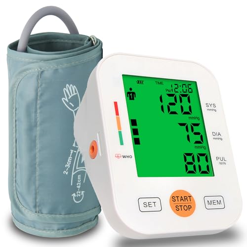 Panacare Blood Pressure Machine, Automatic Upper Arm Blood Pressure Monitor for Home use, 2x99 Readout and BP Cuff, 4.2" 3-Color Backlit Large Screen, Adjustable Large Cuff (8 to 16 inches), White