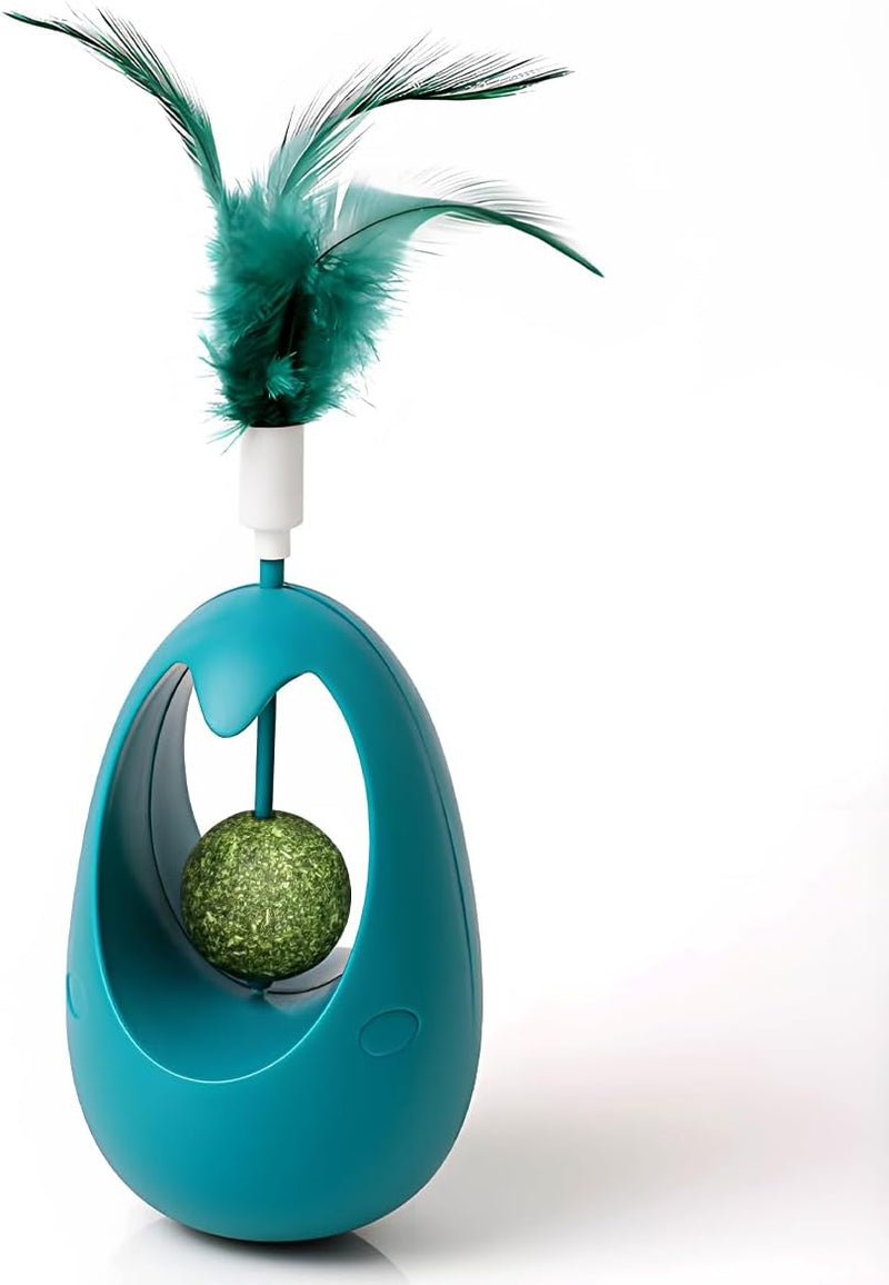 Tumbler Interactive Feather cat Toy with Mint Ball Interactive Cutout cat Supplies Pet Toy. Stimulate Hunting Instinct, Promote Physical and Mental Ex - BeesActive Australia